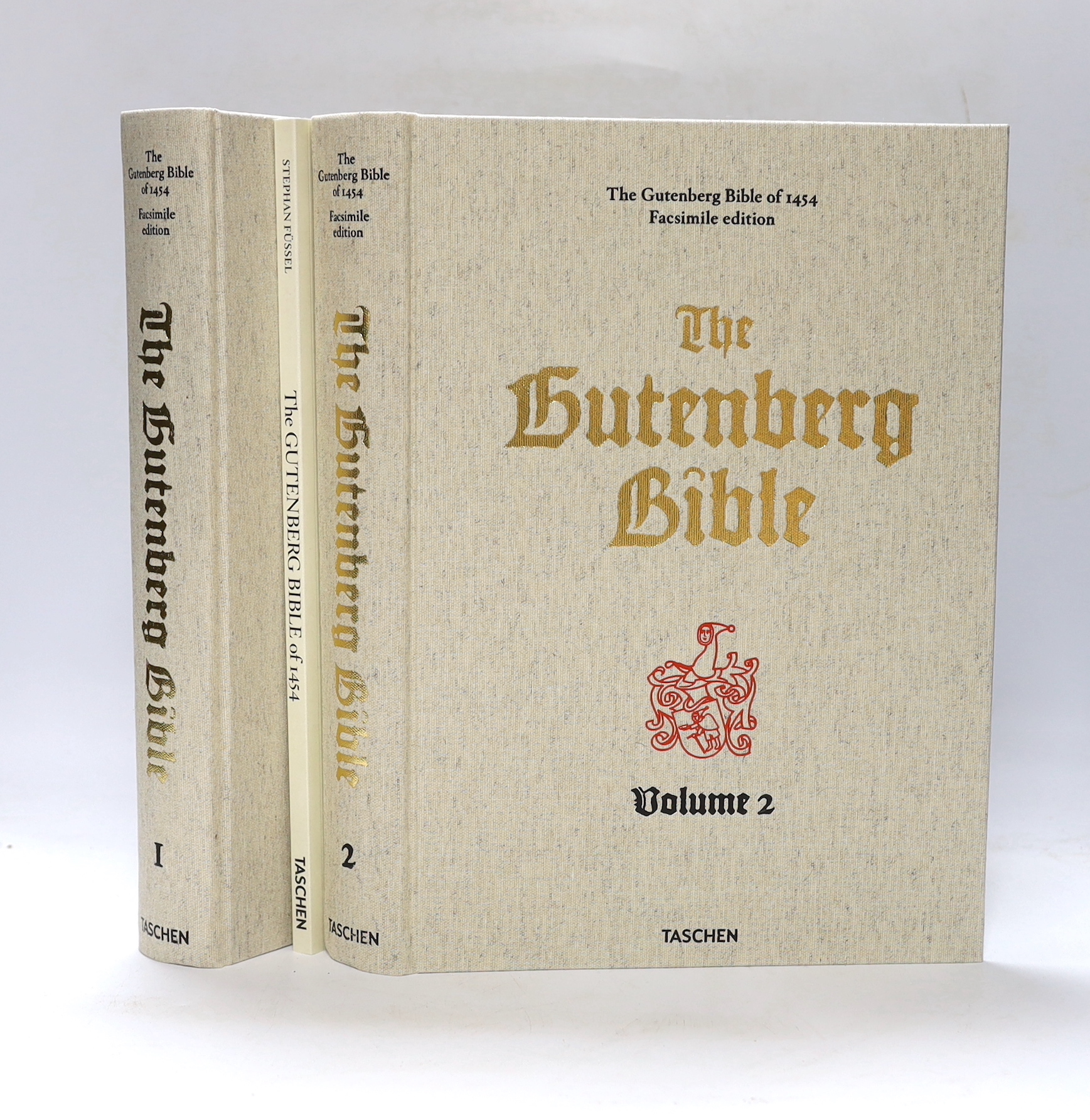 Fussell, Stephan (editor) - The Gutenberg Bible, 2 vols, a facsimile of the 1454 edition, with accompanying booklet, Taschen, Cologne, 2018.
